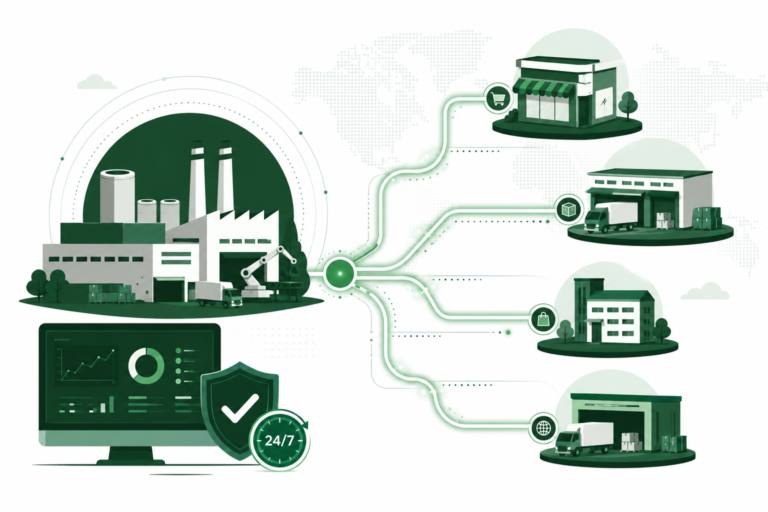 Manufacturing facility connected to retail and distribution trading partners via managed EDI with 24/7 monitoring