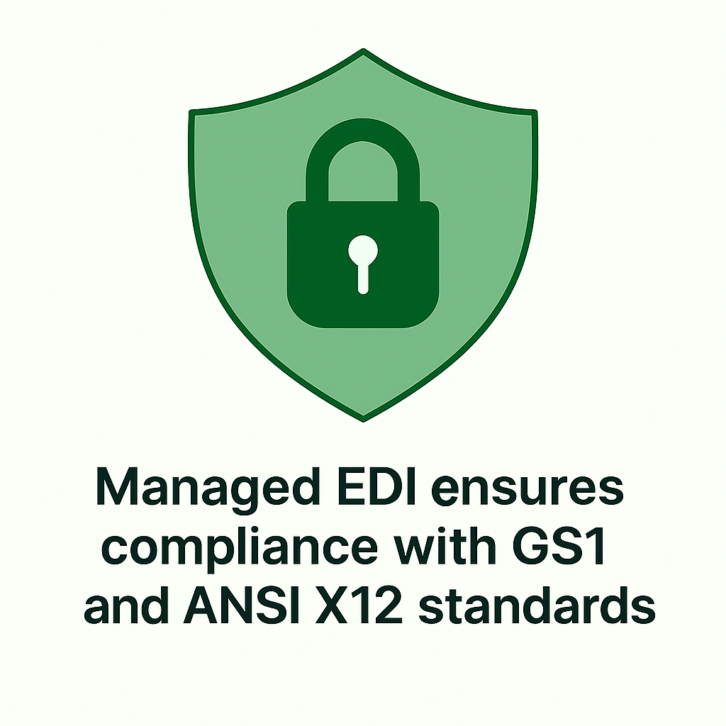 Managed EDI ensures compliance with GS1 and ANSI X12 standards.