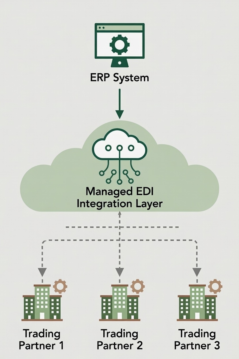 EDI integration layer between ERP systems and trading partners