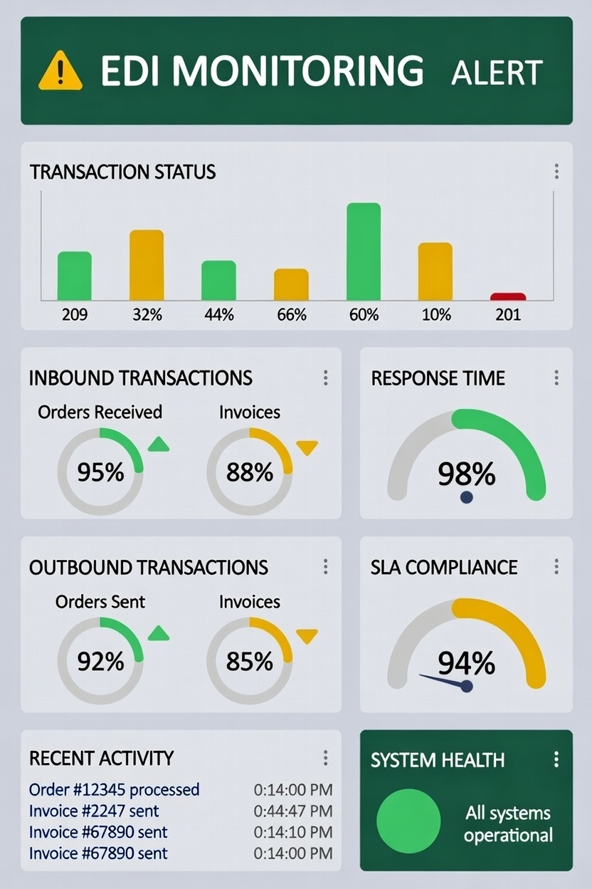 Managed EDI monitoring dashboard and SLA visibility