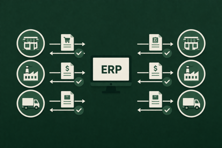 ERP system connected to trading partners via automated EDI data flows, eliminating supply chain errors