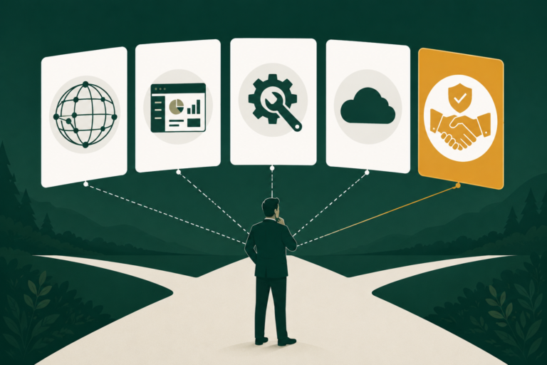 Business decision-maker evaluating five managed EDI provider options