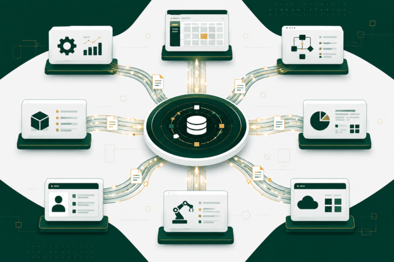Illustration of data integration connecting multiple ERP systems through EDI