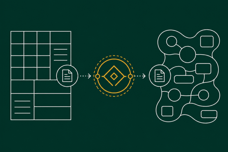 Flat illustration of structured enterprise data translation between two systems, representing SAP EDI integration